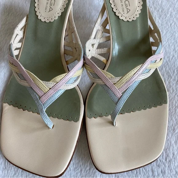 NEW Via Spiga Pastel Colors Kitten Heels Leather Sandals | 7 - Picture 4 of 11